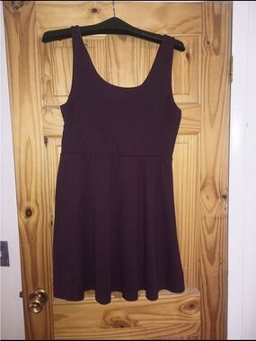 Women’s Sleeveless Textured Skater Dress in Deep Plum